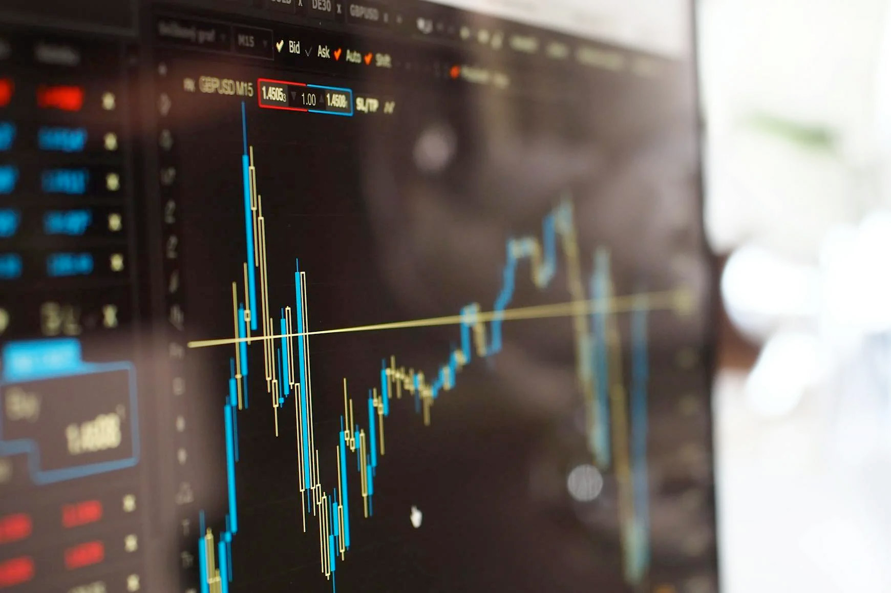 Market chart on a screen